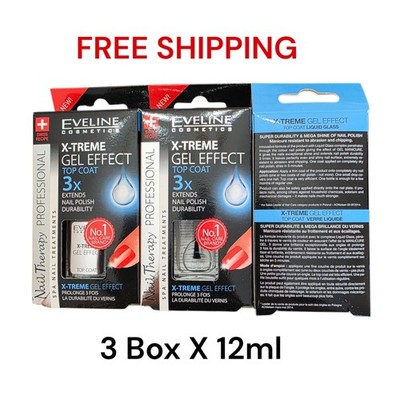 Eveline Nail Therapy X-Treme Gel Effect Top Coat Nail Polish Hardener 3x12ml