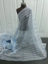 Sky Blue Embroidery Organza Lace Fabric 50” Width SOLD BY THE YARD