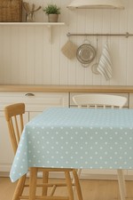 Laura Ashley PVC Table Protector Gloss Polka Dot Duck Egg
