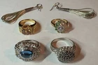 925 Silver Lot - Estate Rings and Earrings Vintage Jewelry - Wearable - 33 Grams