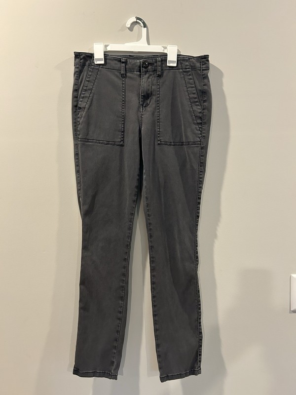 CAbi Women’s Gray Denim Straight Fine Corduroy Regular Size 8 Cargo Pockets