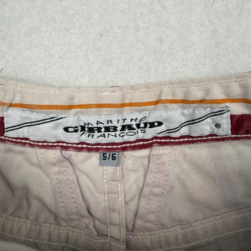 复古 Marithe Francois Girbaud 牛仔裤女式 5/6 勃艮第条纹高腰 90 年代 — 第 3/4 张图片