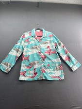 Nick  Nora Pajama Shirt Womens Medium Aqua Flamingo Holiday Cotton Sleepwear