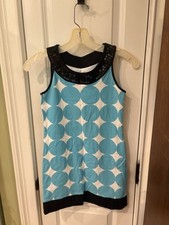 Justice Blue And White Dress Size 10 Preowned SKU WR Sequins Around Collar