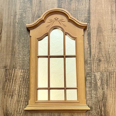HOMCO MCM Wood Look Window Pane Wall Mirror Vintage Shabby Farm House 20 x12 