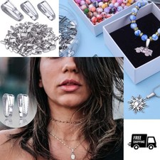 200pcs Stainless Steel Snap Bail Hook Pinch Clip Necklace Clasps Pendant Charms