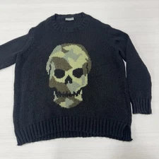 Paola Buendia Wooden Ships Sweater Womens S/M Black Camo Skull Mohair Wool Blend