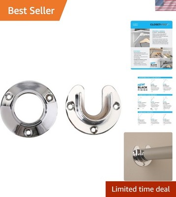 Elegant Chrome-Plated Closet Pole Sockets - Compatible with 1-1/4'' to 1-5/16''