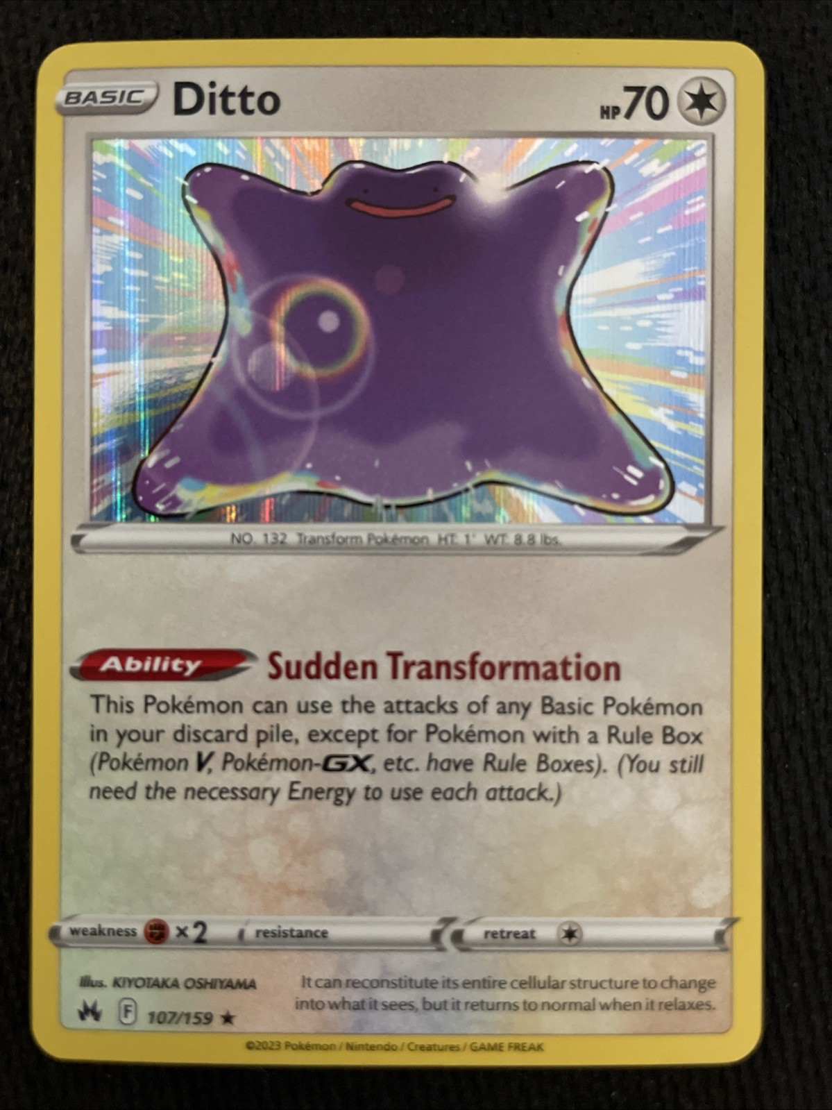 Ditto 107/159 Holo Rare Crown Zenith Pokemon Holo Near Mint