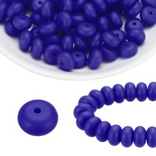 110Pcs Silicone Beads 14mm Lentil Rubber Focal Beads Bulk, Navy Blue
