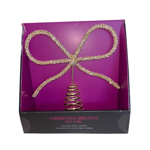Christian Siriano Gold Rhinestone Bow Tree Topper Christmas 2024 Viral ...