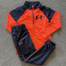 EUC Under Armour Kids 2 Piece Hoodie/Jogger Set Size Boys 6 Navy Orange