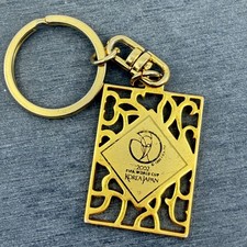 Vintage 2002 FIFA World Cup Korea Japan Gold Tone Keychain Key Ring Souvenir