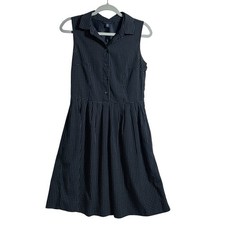 Tommy Hilfiger Dress Womens Small Sailor Blac Polka Dot Collared Shirt Fit Flare
