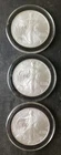 Lot of Three 2006 $1 American Silver Eagle Dollars in Capsules