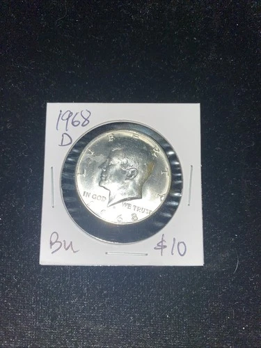 1968 D 40% Silver Kennedy Half Dollar BU. $10