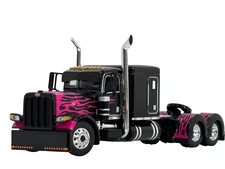 1/64 DCP BLACK/PINK PETERBILT 389 W/ 63" FLAT TOP SLEEPER