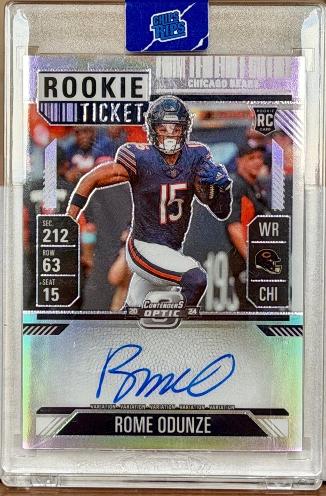 2024 Contenders Optic Rome Odunze Rookie Ticket Auto Silver Variation On Card