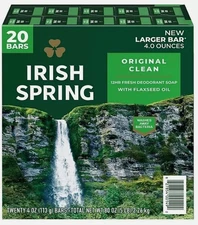 Irish Spring Bar Soap, Original Clean (4 oz., 20 ct.)