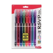Pentel BK91CRBP8M R.S.V.P. Ballpoint Pen - Assorted Ink/Barrel Colors 1-ST New