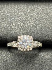 EUC Sterling Silver Cubic Zirconia Engagement Ring Size 6 X23