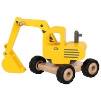 Goki 55898 - Bagger Fahrzeug Aus Holz Spielzeug Gelb Neu