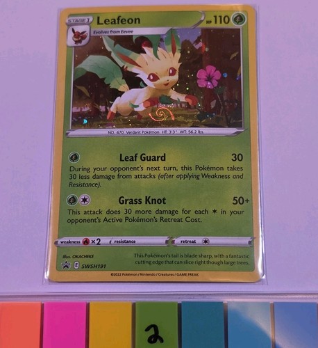 Pokemon TCG Leafeon Black Star Promo Cosmos Holo SWSH191 Eng NM HD Swirl