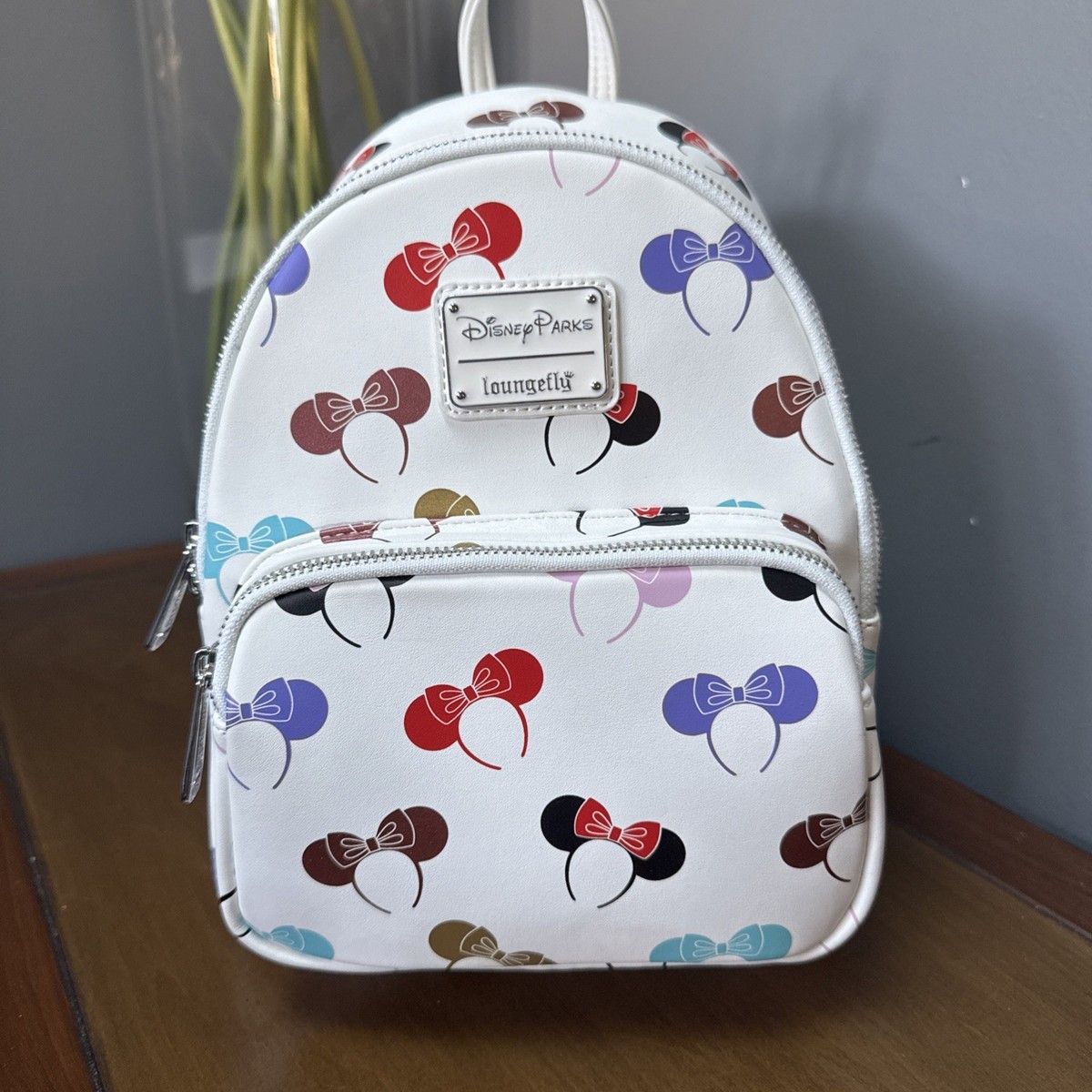 Vintage Loungefly Disney Minnie Floral Lace Faux Leather Mini Backpack NEW Loungefly Disney Minnie Mouse Pink Floral & Lace Round  main image 2