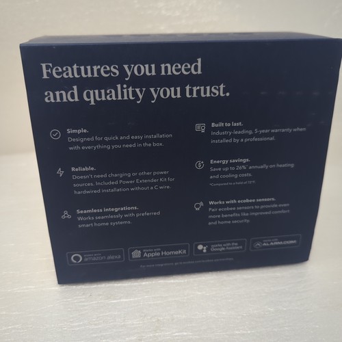 Ecobee Smart Thermostat Enhanced EB-STATE6L-01 Black Open Box - Picture 2 of 5