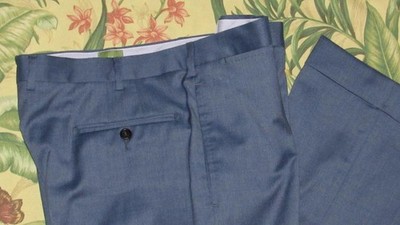 SID MASHBURN Blue Wool Flat Front Dress Pants 34 x 28
