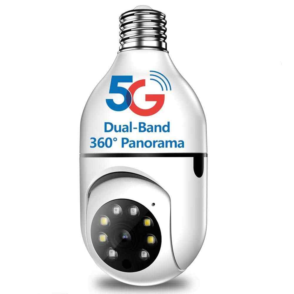 Wireless Camera Security 5G WI-FI Light Bulb 360-Degree HD, Full Color Night, 2-