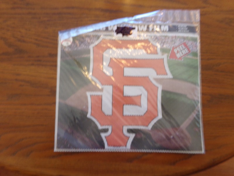 SAN FRANCISCO GIANTS See Through Window Shade Film Decal MLB 11” x 10” NWT $15