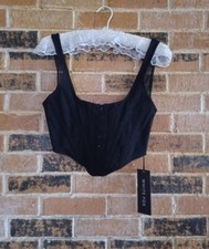 NWT White Fox Boutique Black Mesh Bad Gal Bustier Size M