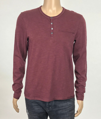 Buffalo David Bitton Herren Katain Entworfen Gestreift Lang Arm Henley T-shirt M