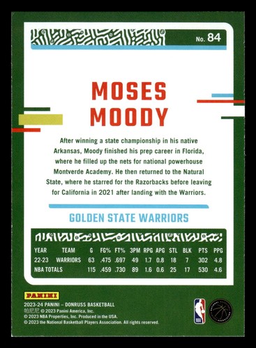 2023-24 Donruss Moses Moody Green Laser Holo #84 - Bild 2 von 2