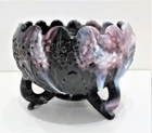 Fenton Purple Slag Three Toed Footed Rose Bowl Orange Tree