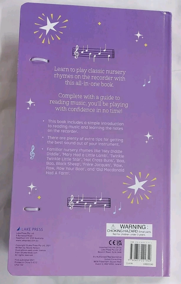 Nursery Rhymes Recorder Book and Recorder Lake Press 2021 - Image 2 of 2