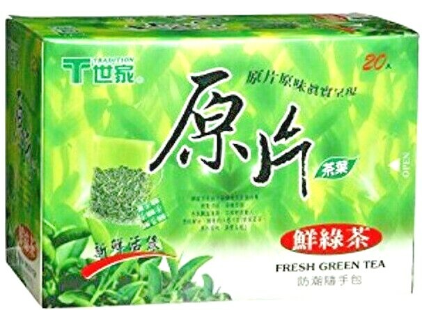 6 packs of 20 Bags Whole Leaf Tea - TRANDITION FRESH GREEN TEA Foil Wrapped Bag