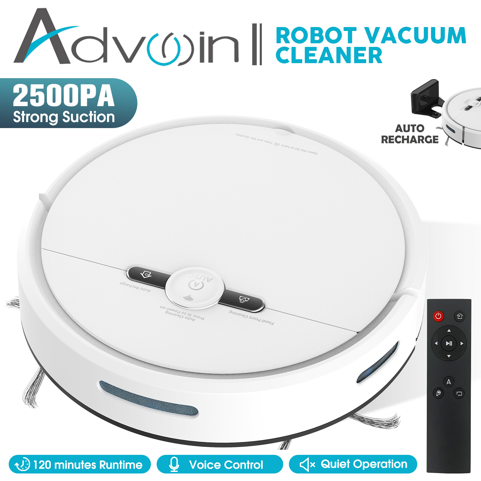 Advwin Robot Vacuum Cleaner and Mop Robotic Dry Wet Carpet Floors Auto
