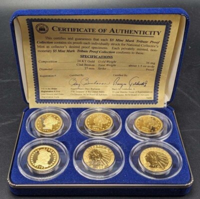 $5 Mint Mark Tribute Proof Collection Gold Plated, National