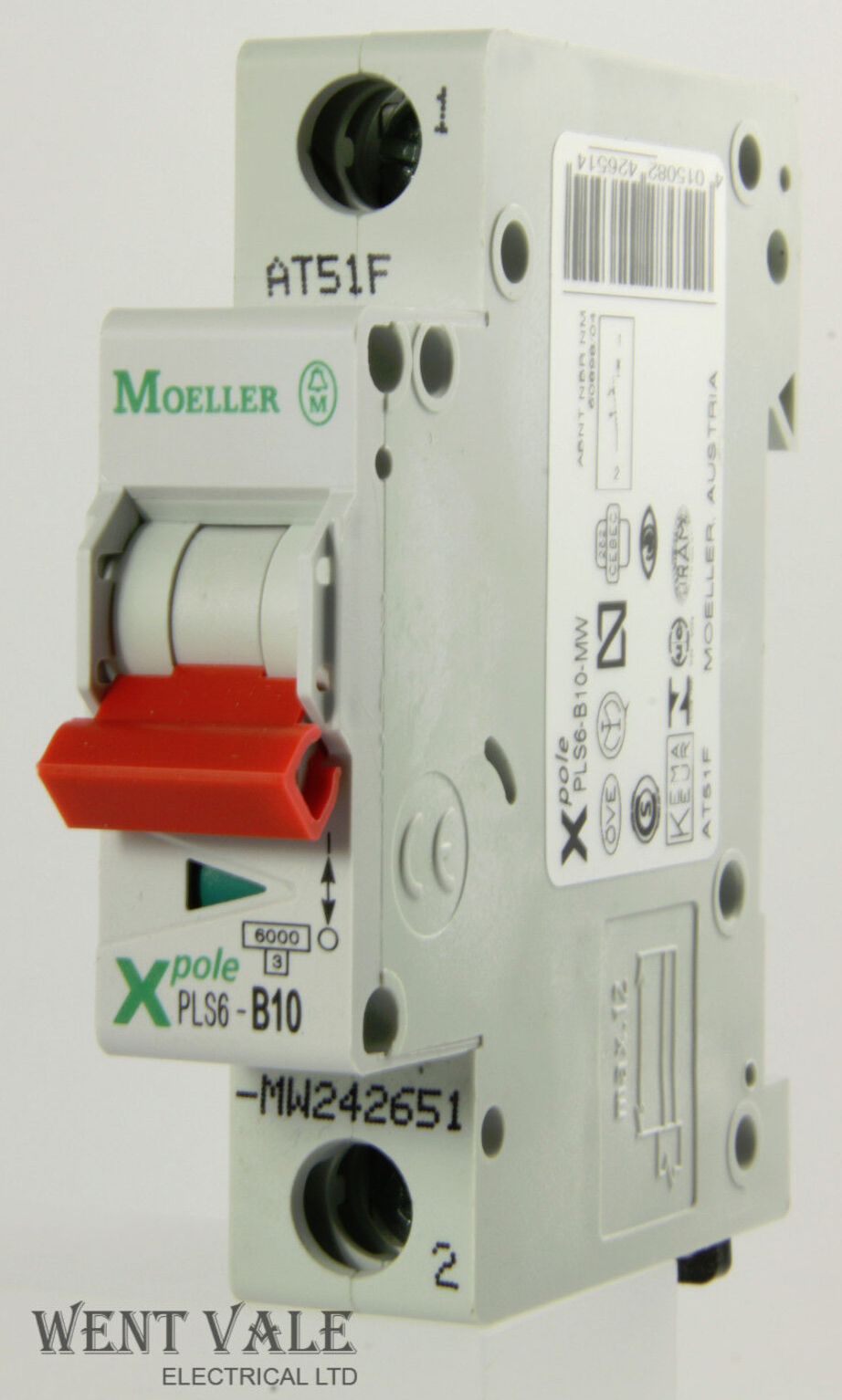 Moeller X Pole - PLS6-B10-MW - 10a Type B Single Pole MCB New