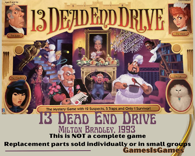 Board Game Parts: 13 DEAD END DRIVE, Milton Bradley, 1993, replacement pieces