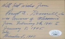 Forrest Donnell Missouri Governor Senator Signed 3x5 Index Card JSA Authentic