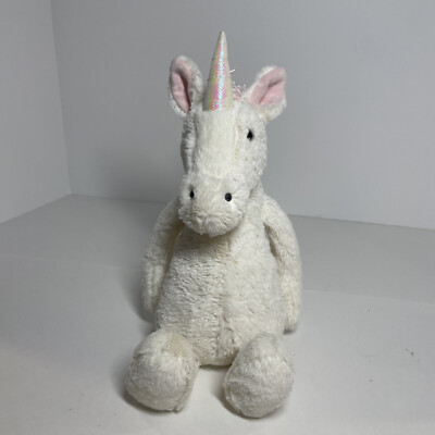 Jellycat Unicorn Plush Stuffed Animal Bashful Cream White Pink