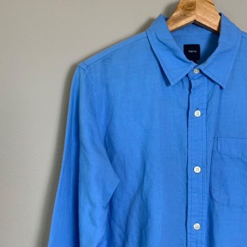 EUC Boys GAP French Union Blue Long Sleeve Linen Button Up Shirt, XXL (14-16) - Picture 4 of 21