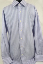 David Donahue-Mens Long Sleeve Classic Dress Shirt-Large-16.5/33-Purple Stripes
