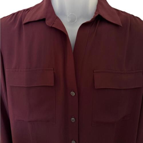 Camicetta da lavoro ANN TAYLOR Factory vino bordeaux bottoni casual top donna S small - Foto 2 di 4