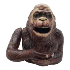 H 6.1/4inch Cast Iron Serious Sasquatch Bust Mechanical Coin Bank