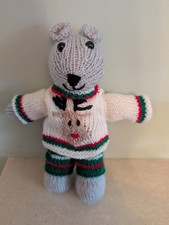 Hand Knitted Teddy Bear in Christmas / Xmas Reindeer Pyjamas / Jumper