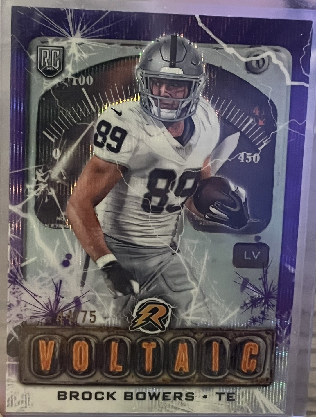 2024 Topps Resurgence  Voltaic Brock Bowers #V-7 Purple Surge Refractor /75 (RC)